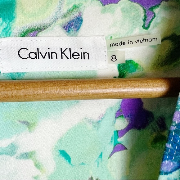 EUC Calvin Klein Floral Fit & Flare Dress with Belt - Picture 8 of 9